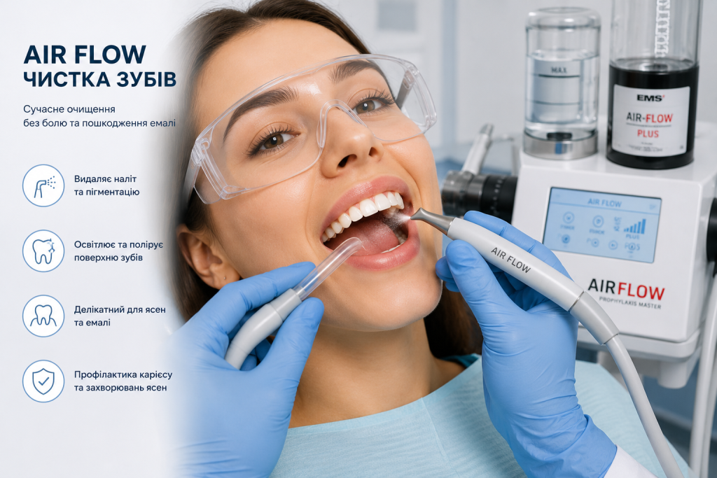 Процедура Air Flow: професійне очищення зубів від нальоту та пігментації