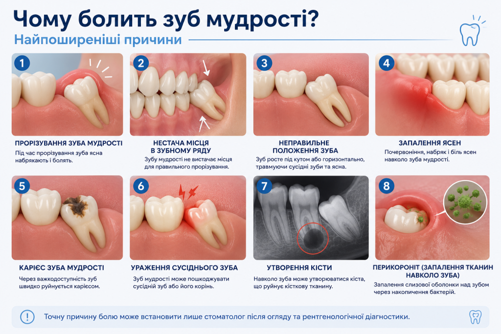 Чому болить зуб мудрості: основні причини болю та запалення