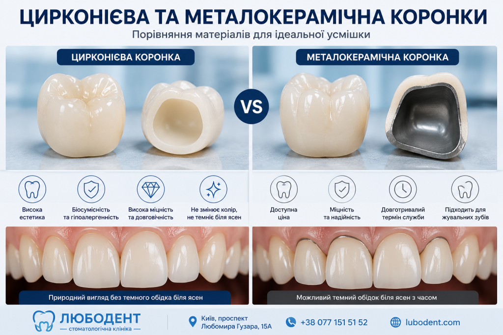 Порівняння цирконієвої та металокерамічної коронки: переваги та відмінності