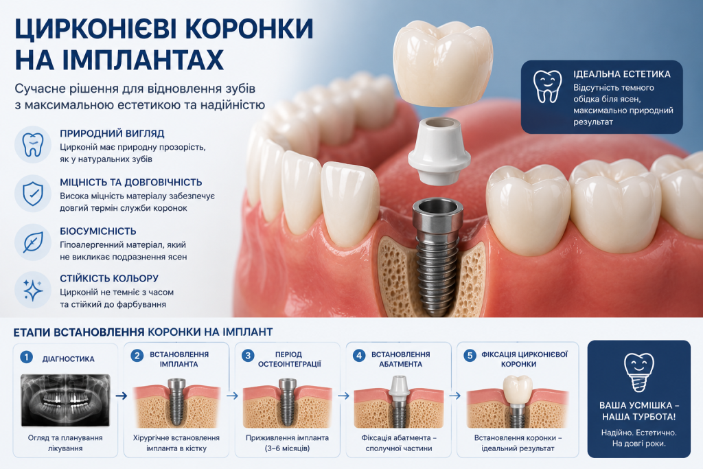 Цирконієва коронка на імпланті: етапи встановлення та переваги