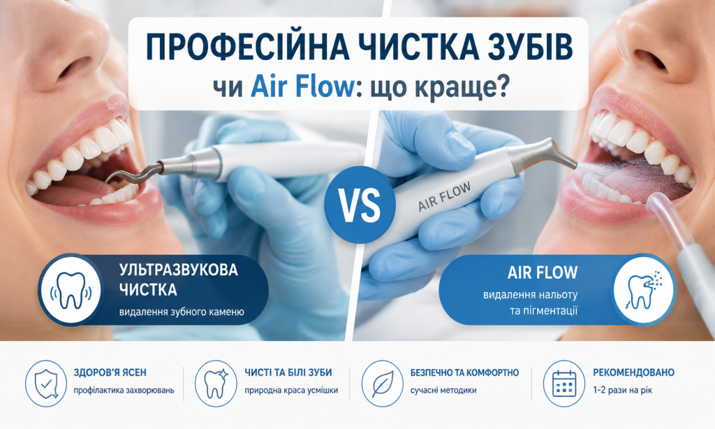 Професійна чистка зубів чи Air Flow: порівняння методів професійної гігієни