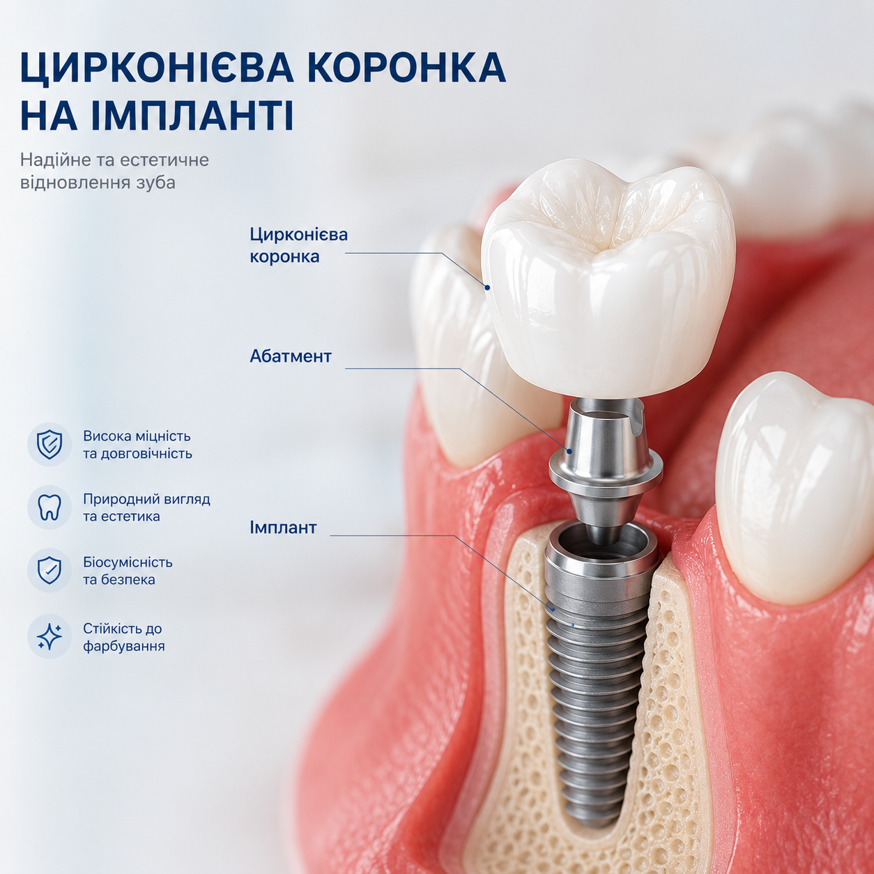 Цирконієва коронка на імпланті