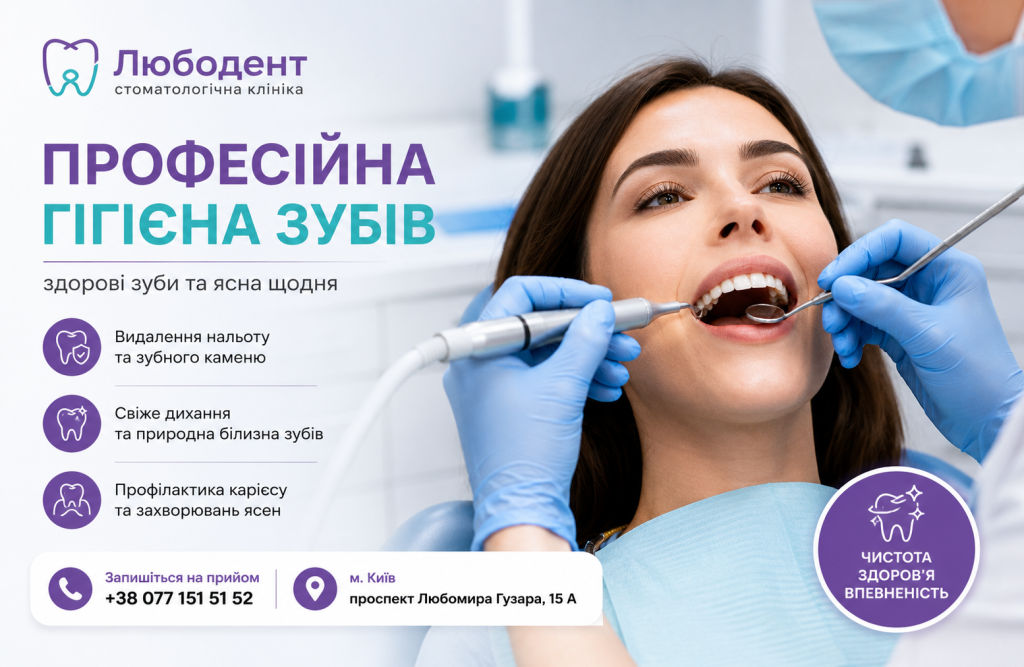 Професійна гігієна зубів у стоматології Любодент Київ