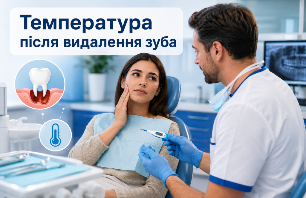 Температура після видалення зуба — консультація стоматолога з пацієнткою у клініці