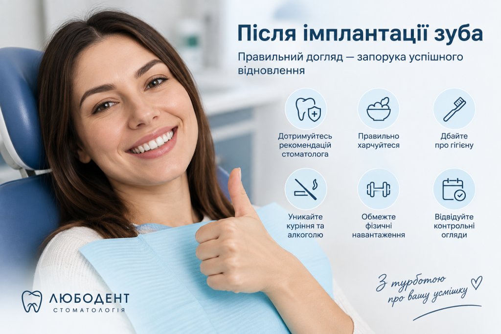 Що робити після імплантації зуба — догляд, гігієна та відновлення